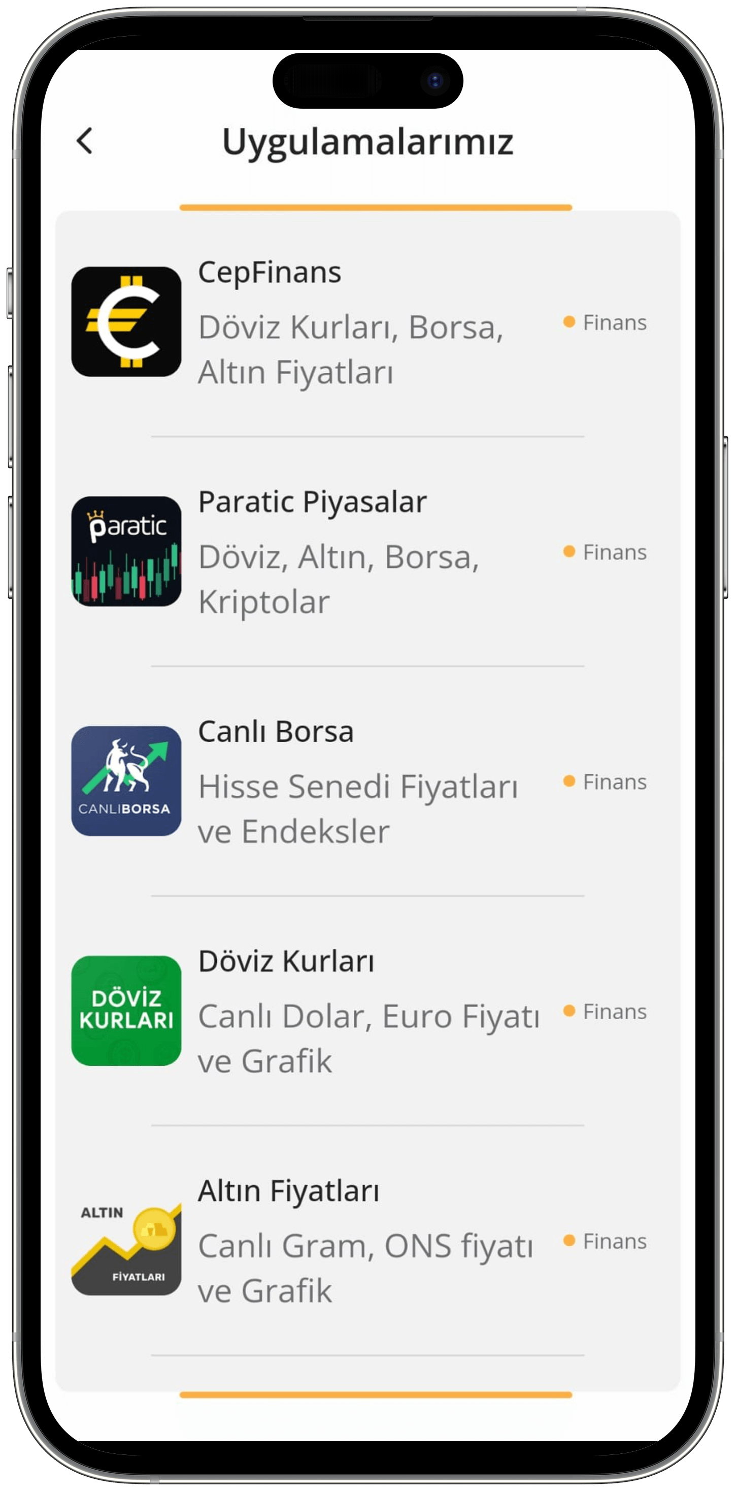 Paratic Haber Mobil Uygulaması Uygulamalarımız Görüntüsü